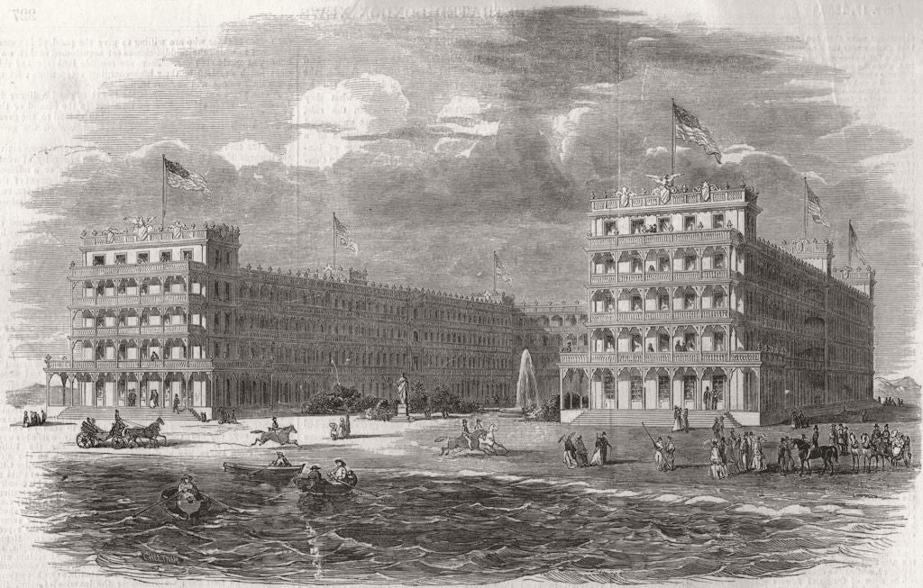 CAPE MAY. The Mount Vernon Hotel. New Jersey 1853 old antique print picture